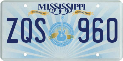 MS license plate ZQS960
