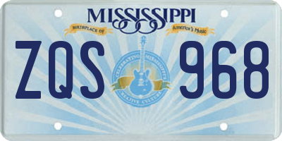 MS license plate ZQS968