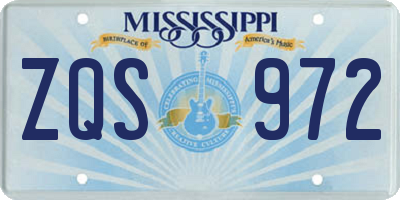 MS license plate ZQS972