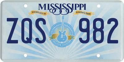 MS license plate ZQS982