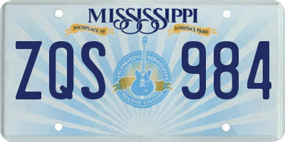 MS license plate ZQS984