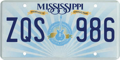 MS license plate ZQS986