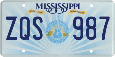 MS license plate ZQS987