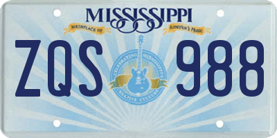 MS license plate ZQS988