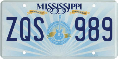 MS license plate ZQS989