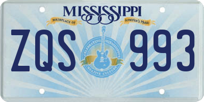 MS license plate ZQS993