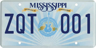 MS license plate ZQT001