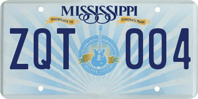 MS license plate ZQT004