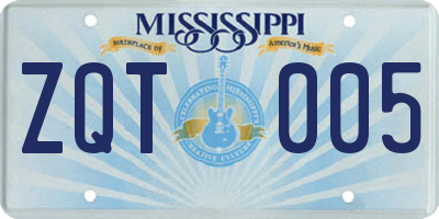 MS license plate ZQT005