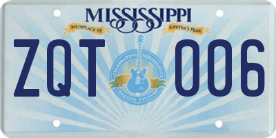 MS license plate ZQT006