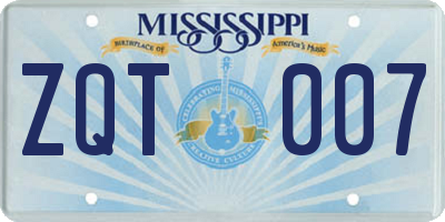 MS license plate ZQT007