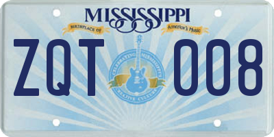 MS license plate ZQT008