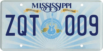 MS license plate ZQT009