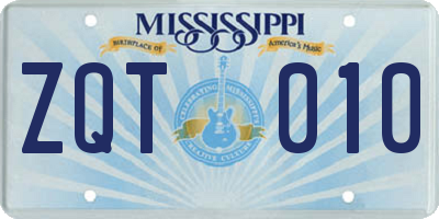 MS license plate ZQT010