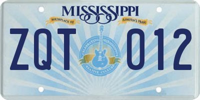 MS license plate ZQT012
