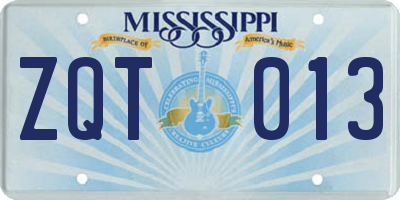 MS license plate ZQT013