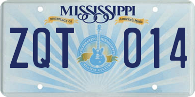 MS license plate ZQT014