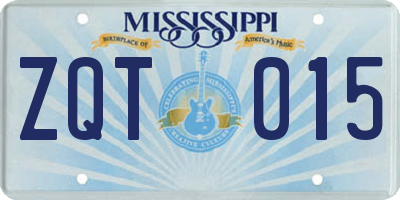 MS license plate ZQT015