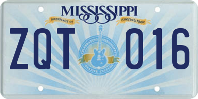 MS license plate ZQT016