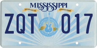 MS license plate ZQT017