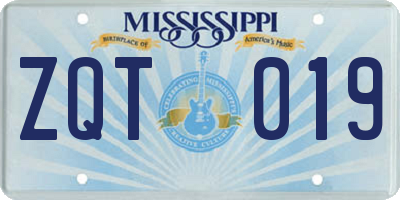 MS license plate ZQT019