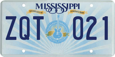 MS license plate ZQT021
