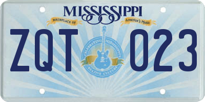 MS license plate ZQT023