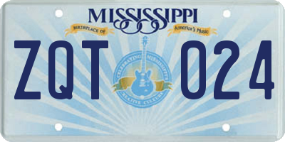 MS license plate ZQT024