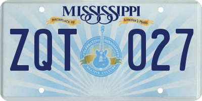 MS license plate ZQT027