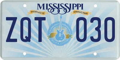 MS license plate ZQT030