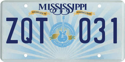 MS license plate ZQT031