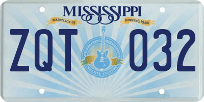MS license plate ZQT032