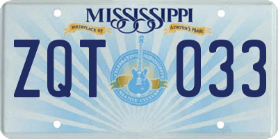 MS license plate ZQT033