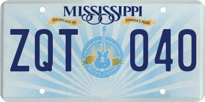 MS license plate ZQT040