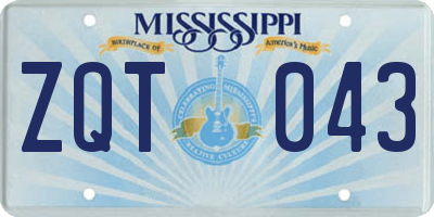 MS license plate ZQT043