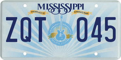 MS license plate ZQT045