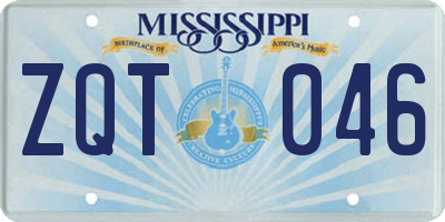 MS license plate ZQT046