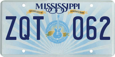 MS license plate ZQT062