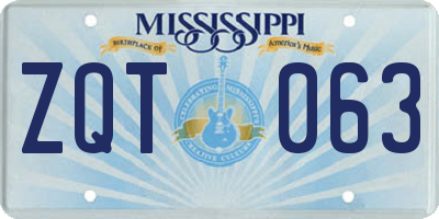 MS license plate ZQT063