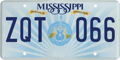 MS license plate ZQT066