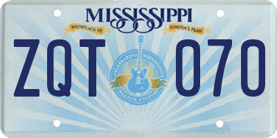 MS license plate ZQT070