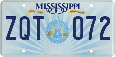 MS license plate ZQT072