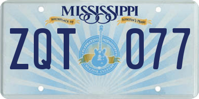 MS license plate ZQT077