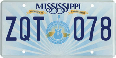 MS license plate ZQT078