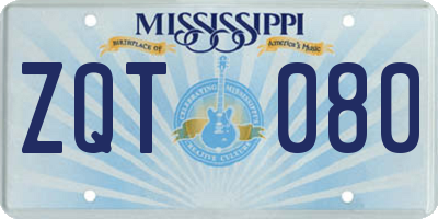 MS license plate ZQT080