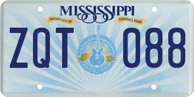 MS license plate ZQT088