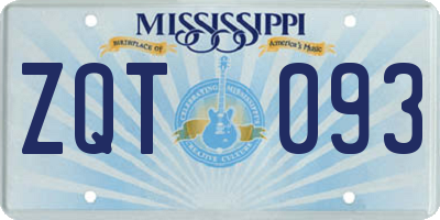 MS license plate ZQT093