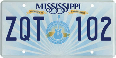 MS license plate ZQT102