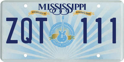 MS license plate ZQT111
