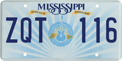 MS license plate ZQT116